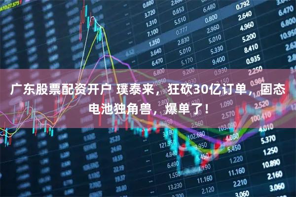 广东股票配资开户 璞泰来，狂砍30亿订单，固态电池独角兽，爆单了！